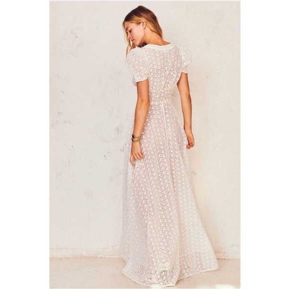 LoveShackFancy Castella Gown Lace Embroidered Maxi Dress White Size 00 NWT - Picture 11 of 11